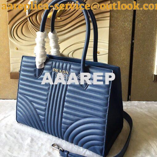 Replica Prada Diagramme Leather Handbag 1BA165 Blue 3
