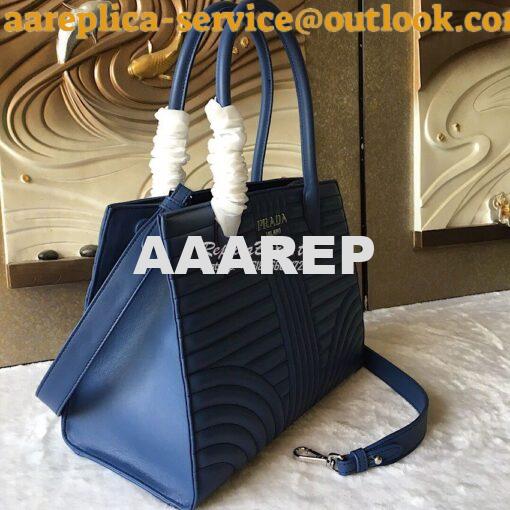 Replica Prada Diagramme Leather Handbag 1BA165 Blue 4
