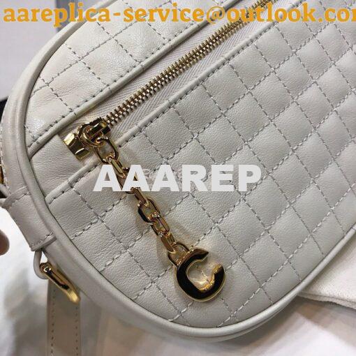 Replica Celine Small C Charm Bag In Quilted Calfskin 188363 White 3