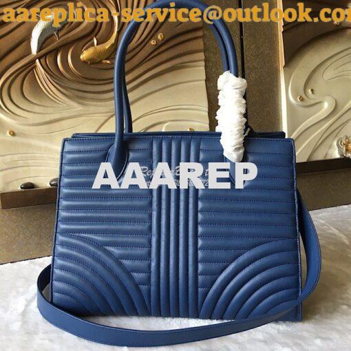 Replica Prada Diagramme Leather Handbag 1BA165 Blue 7