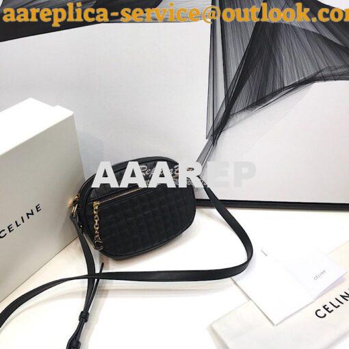 Replica Celine Small C Charm Bag In Quilted Calfskin 188363 Black
