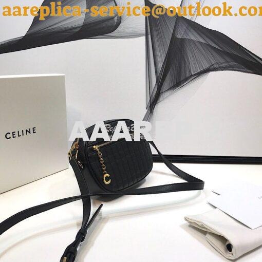 Replica Celine Small C Charm Bag In Quilted Calfskin 188363 Black 2