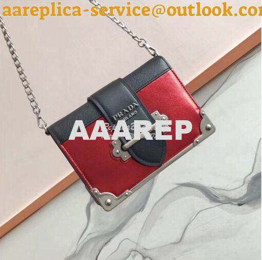Replica Prada Cahier Calf Leather Bag 1BH018 Metallic Red