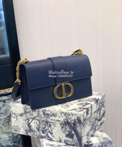 Replica Dior 30 Montaigne Grained Calfskin Bag with Chain M9208 Blue 2