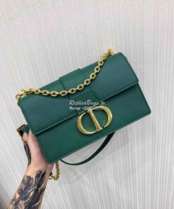 Replica Dior 30 Montaigne Grained Calfskin Bag with Chain M9208 Green 2