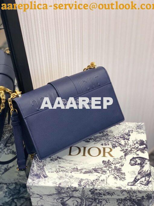 Replica Dior 30 Montaigne Grained Calfskin Bag with Chain M9208 Blue 7