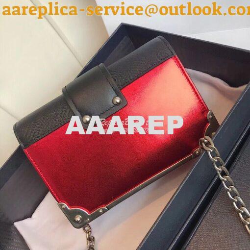 Replica Prada Cahier Calf Leather Bag 1BH018 Metallic Red 8