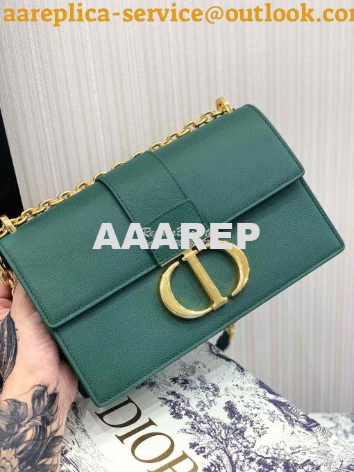 Replica Dior 30 Montaigne Grained Calfskin Bag with Chain M9208 Green 5