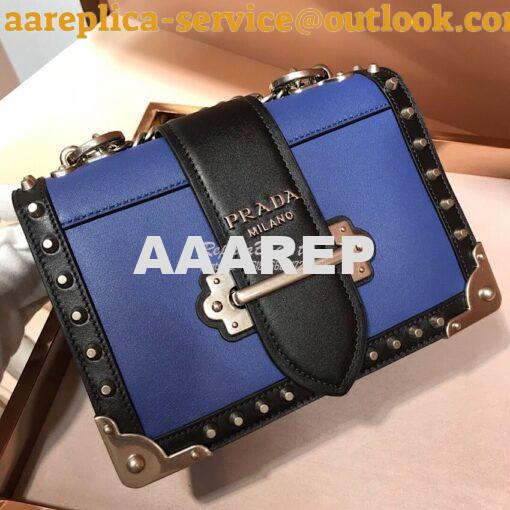 Replica Prada Cahier Studded Leather Bag 1BD045 Blue