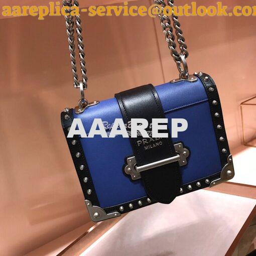 Replica Prada Cahier Studded Leather Bag 1BD045 Blue 2