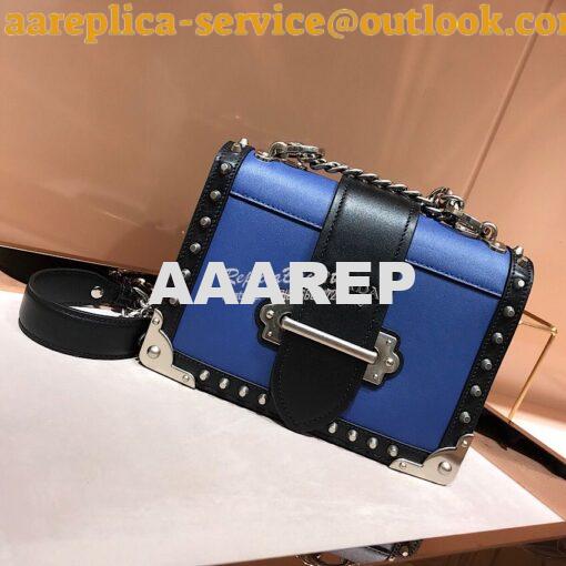 Replica Prada Cahier Studded Leather Bag 1BD045 Blue 3