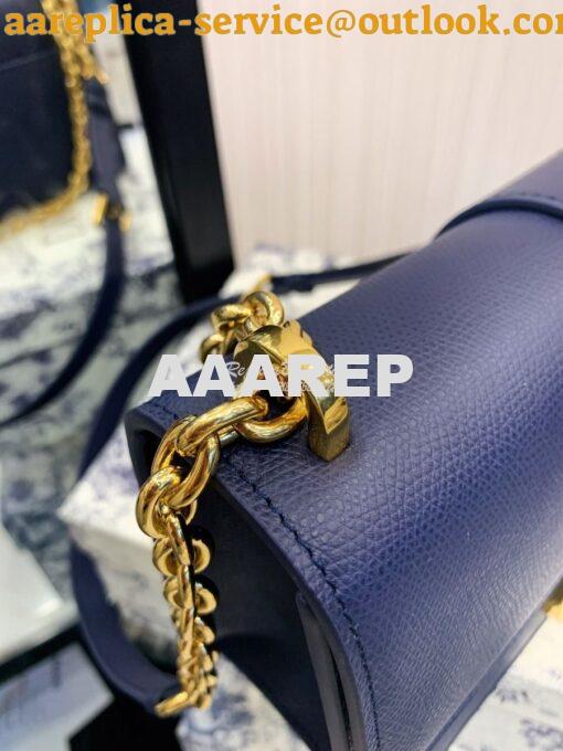Replica Dior 30 Montaigne Grained Calfskin Bag with Chain M9208 Blue 11
