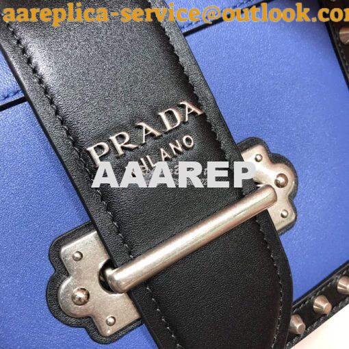 Replica Prada Cahier Studded Leather Bag 1BD045 Blue 5