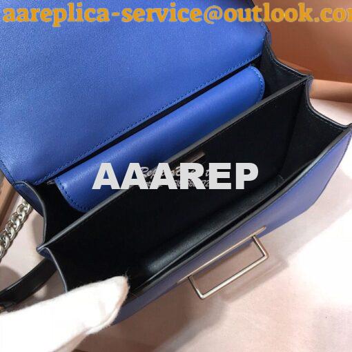 Replica Prada Cahier Studded Leather Bag 1BD045 Blue 6
