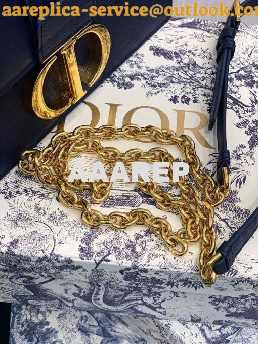 Replica Dior 30 Montaigne Grained Calfskin Bag with Chain M9208 Blue 13
