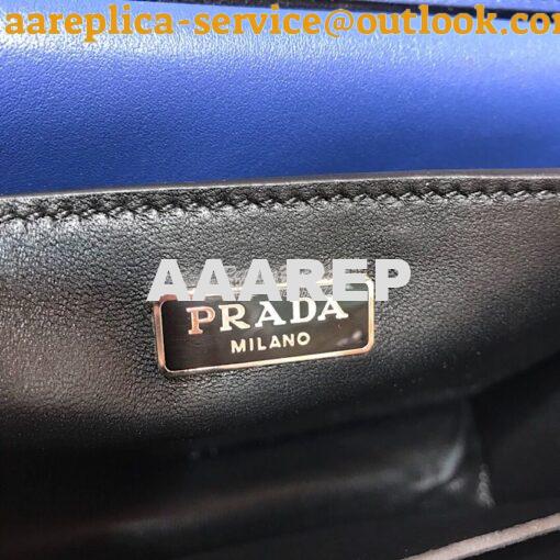 Replica Prada Cahier Studded Leather Bag 1BD045 Blue 7