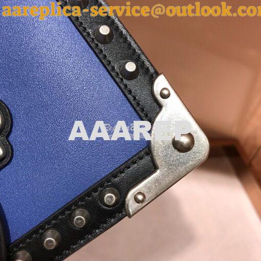 Replica Prada Cahier Studded Leather Bag 1BD045 Blue 9