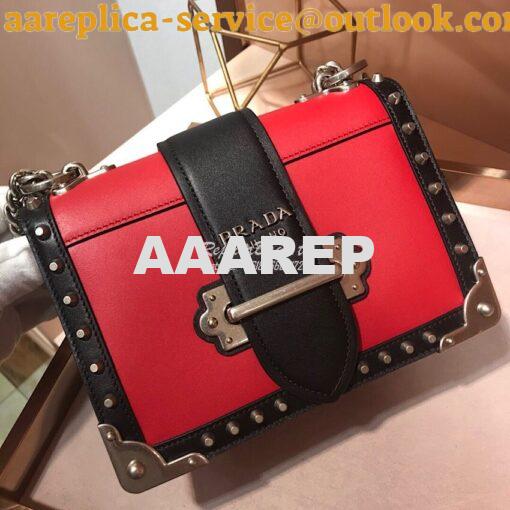 Replica Prada Cahier Studded Leather Bag 1BD045 Red