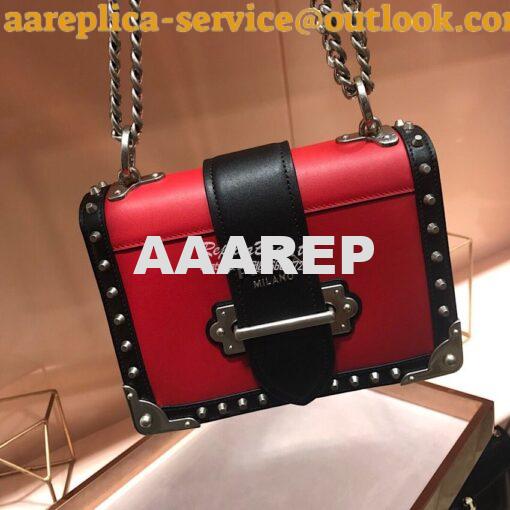 Replica Prada Cahier Studded Leather Bag 1BD045 Red 2