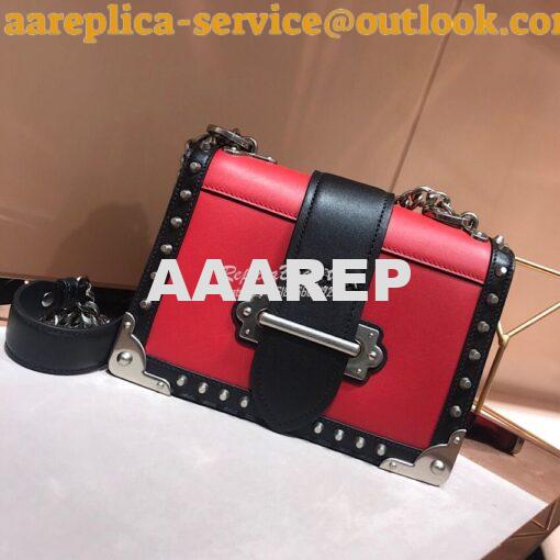 Replica Prada Cahier Studded Leather Bag 1BD045 Red 3