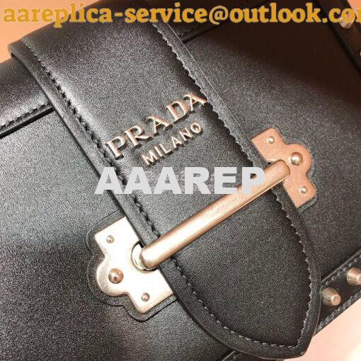 Replica Prada Cahier Studded Leather Bag 1BD045 Black 6