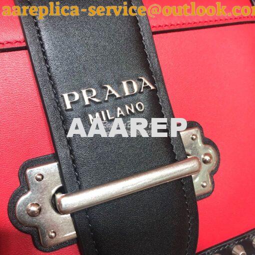 Replica Prada Cahier Studded Leather Bag 1BD045 Red 5