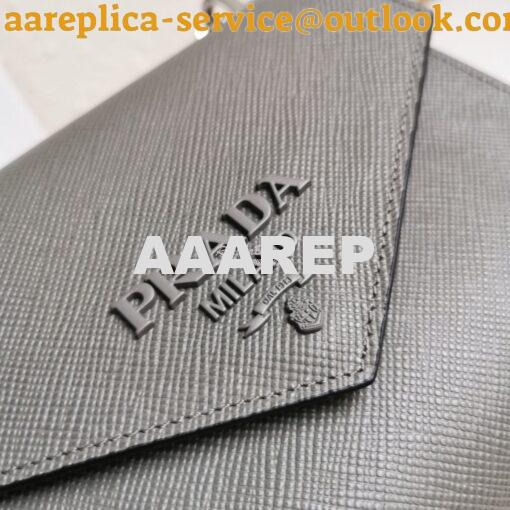 Replica Prada Monochrome Saffiano leather bag 1BD127 Grey 3