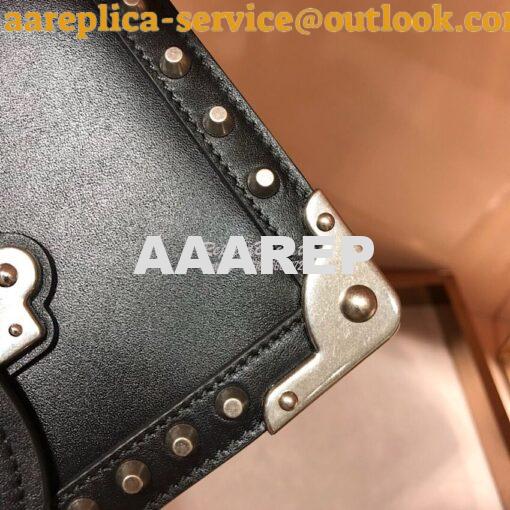 Replica Prada Cahier Studded Leather Bag 1BD045 Black 11