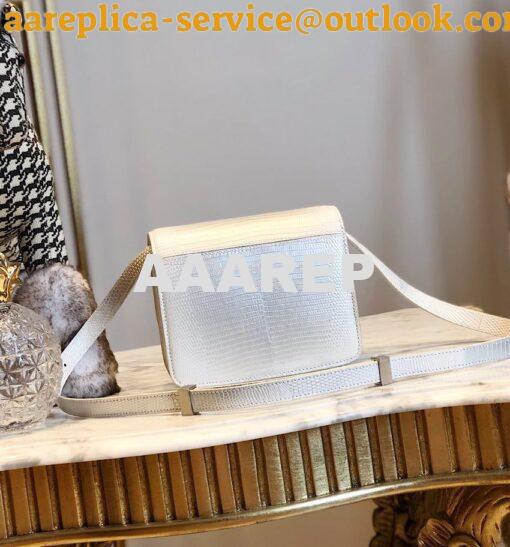 Replica Celine Classic Box Bag in Lizard Leather Silvery White 5