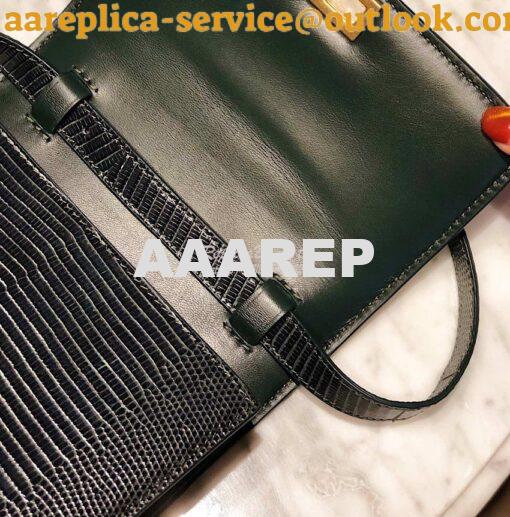 Replica Celine Classic Box Bag in Lizard Leather Olive Green 7