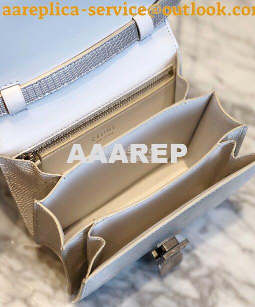 Replica Celine Classic Box Bag in Lizard Leather Silvery White 8