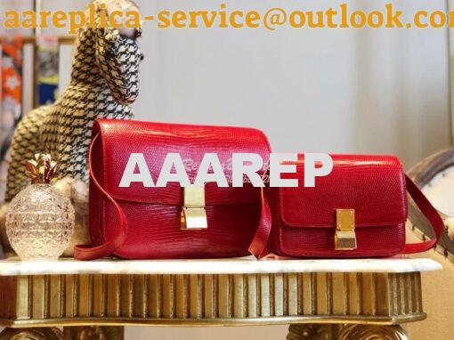 Replica Celine Classic Box Bag in Lizard Leather Red