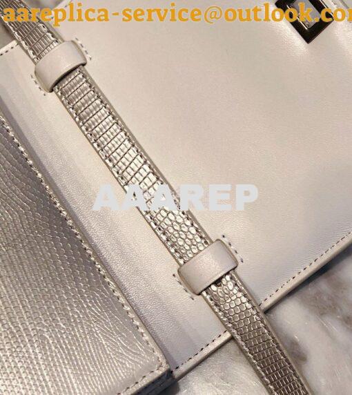 Replica Celine Classic Box Bag in Lizard Leather Silvery White 9