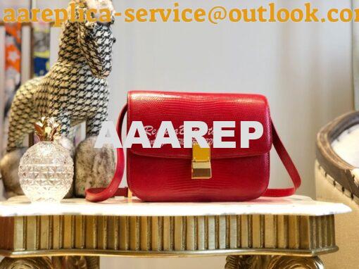 Replica Celine Classic Box Bag in Lizard Leather Red 3