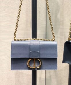 Replica Dior 30 Montaigne Grained Calfskin Bag with Chain M9208 Denim