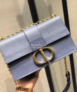 Replica Dior 30 Montaigne Grained Calfskin Bag with Chain M9208 Denim 2