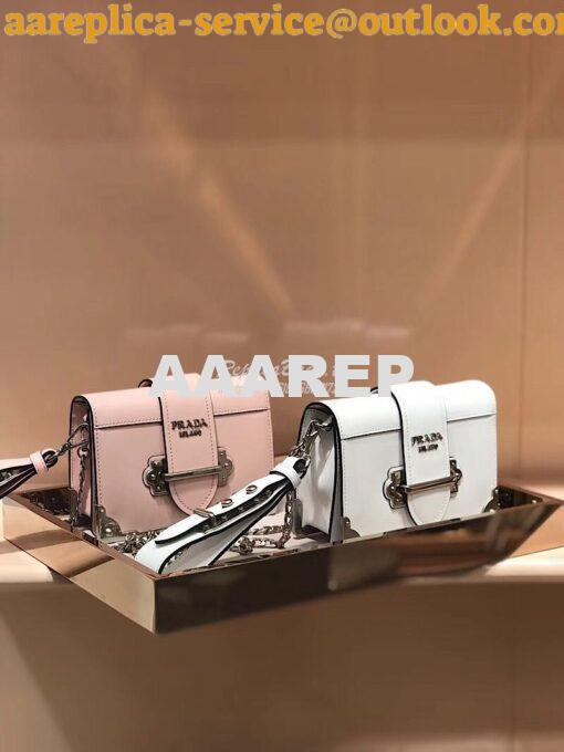 Replica Prada Cahier leather clutch bag 1bh018 White