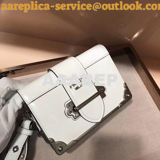 Replica Prada Cahier leather clutch bag 1bh018 White 3