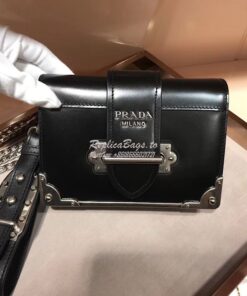 Replica Prada Cahier leather clutch bag 1bh018 Black