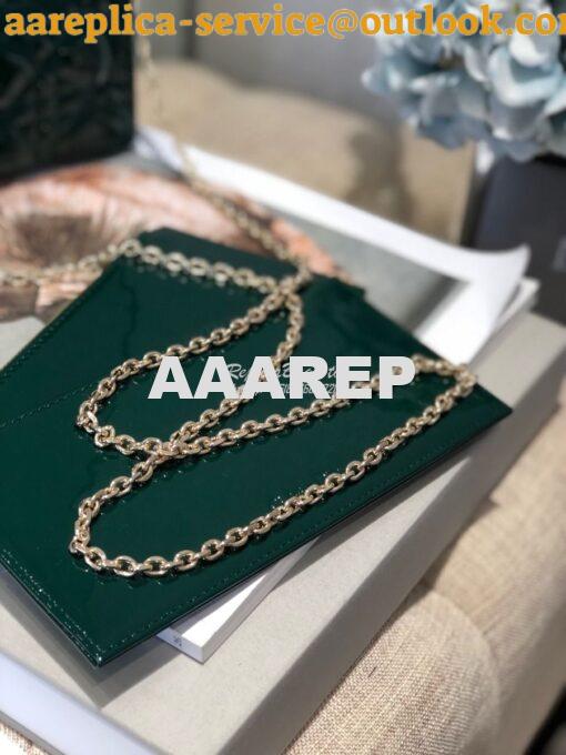 Replica Lady Dior Clutch With Chain in Patent Calfskin S0204 Green 4