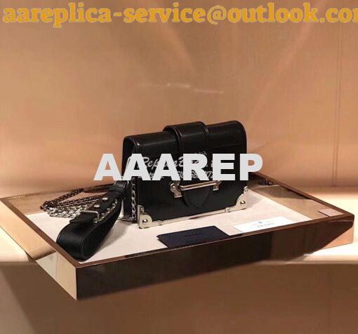 Replica Prada Cahier leather clutch bag 1bh018 Black 3