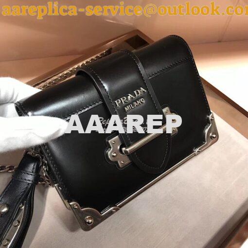 Replica Prada Cahier leather clutch bag 1bh018 Black 4
