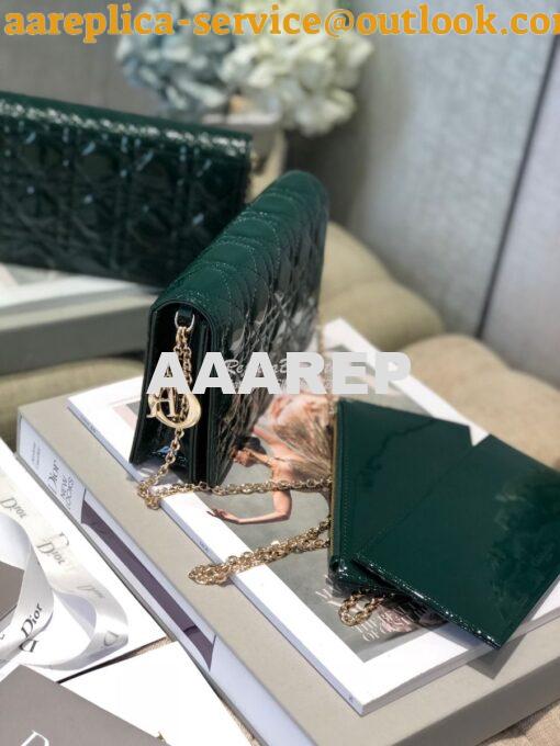 Replica Lady Dior Clutch With Chain in Patent Calfskin S0204 Green 5