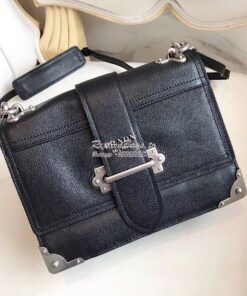 Replica Prada cahier leather shoulder bag 1BD095 black