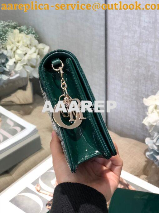 Replica Lady Dior Clutch With Chain in Patent Calfskin S0204 Green 8