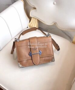 Replica Prada cahier leather shoulder bag 1BD095 brown 2