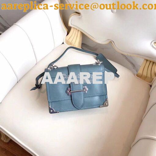 Replica Prada cahier leather shoulder bag 1BD095 marine blue 3