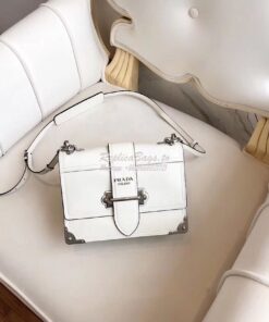 Replica Prada cahier leather shoulder bag 1BD095 white