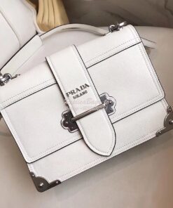 Replica Prada cahier leather shoulder bag 1BD095 white 2