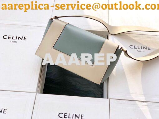 Replica Celine Medium Frame Bag in beige/medium green Shiny Smooth Cal 4